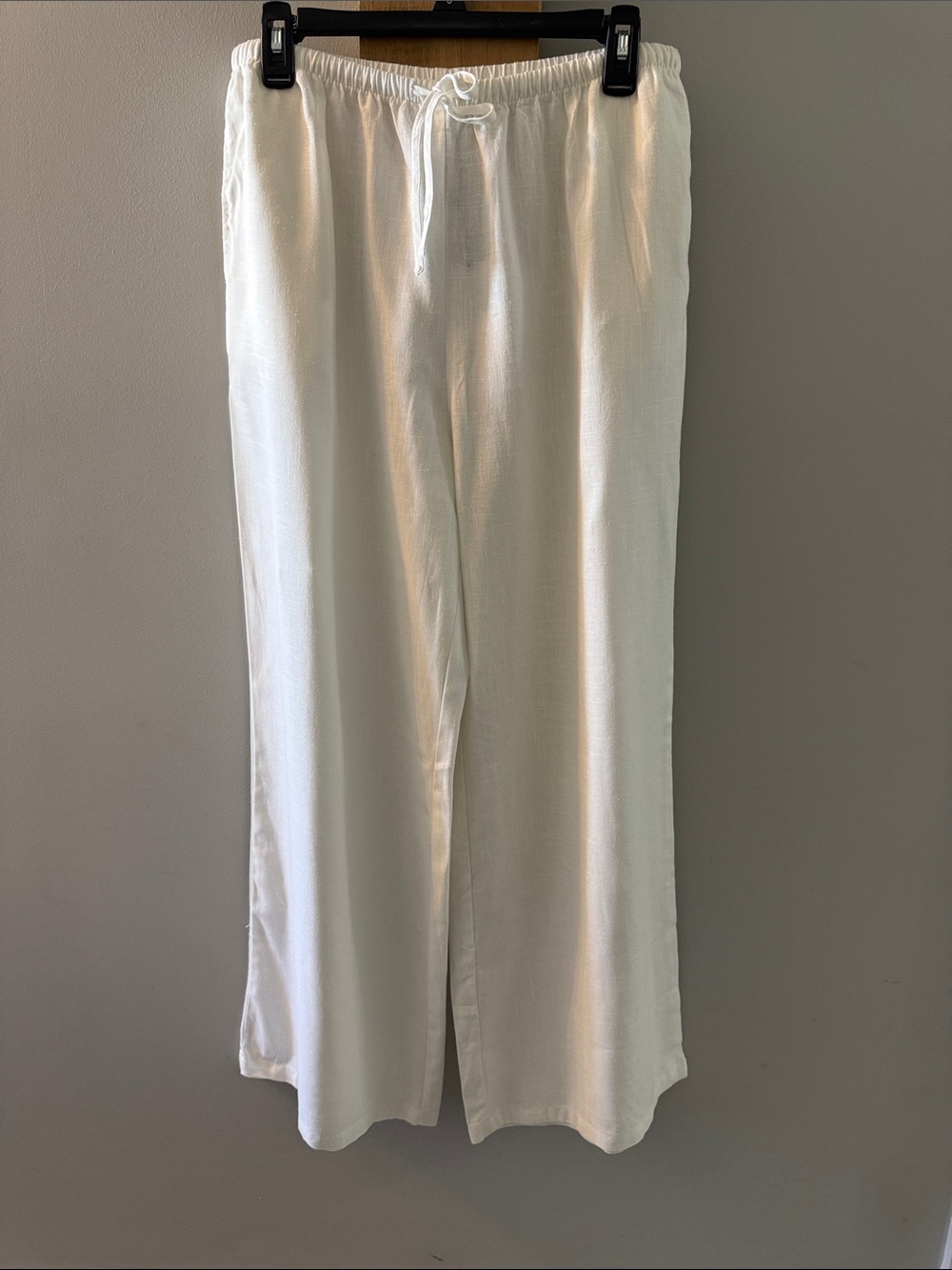 SINCERELY JULES White Drawstring Linen-blend Slacks, size L, NWTs
